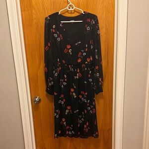 Express Black Dress with Floral Patterns